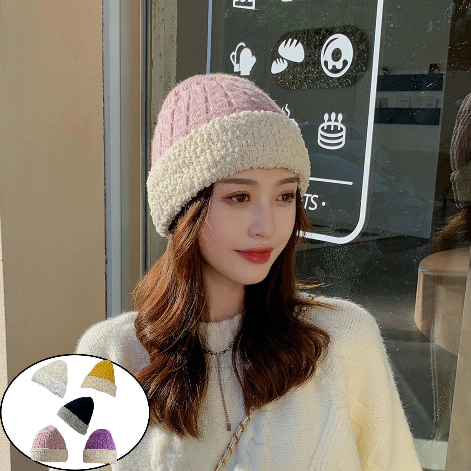 

Stylish Knitted Beanie Hats, Winter Windproof Cold-proof Warmth Gadget, Decorative Leisure Elastic Headgear Women Decoration