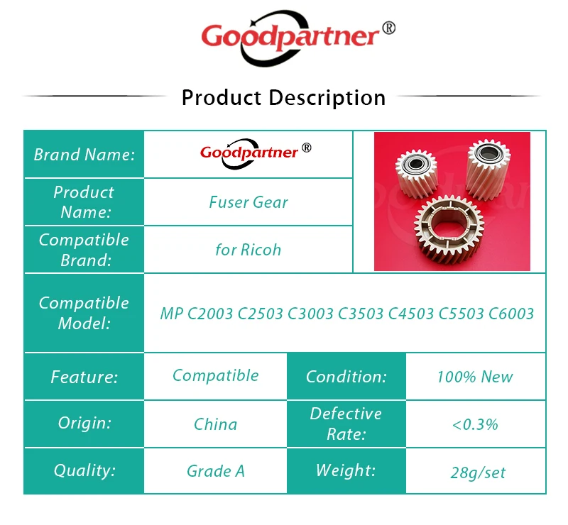 AB012119 AB012118 AB012120 AB012117 AB012116 AB012096 Шестерня для Ricoh Aficio MP C2003 C2503 C3003 C3503 C4503 C5503 C6003|Детали