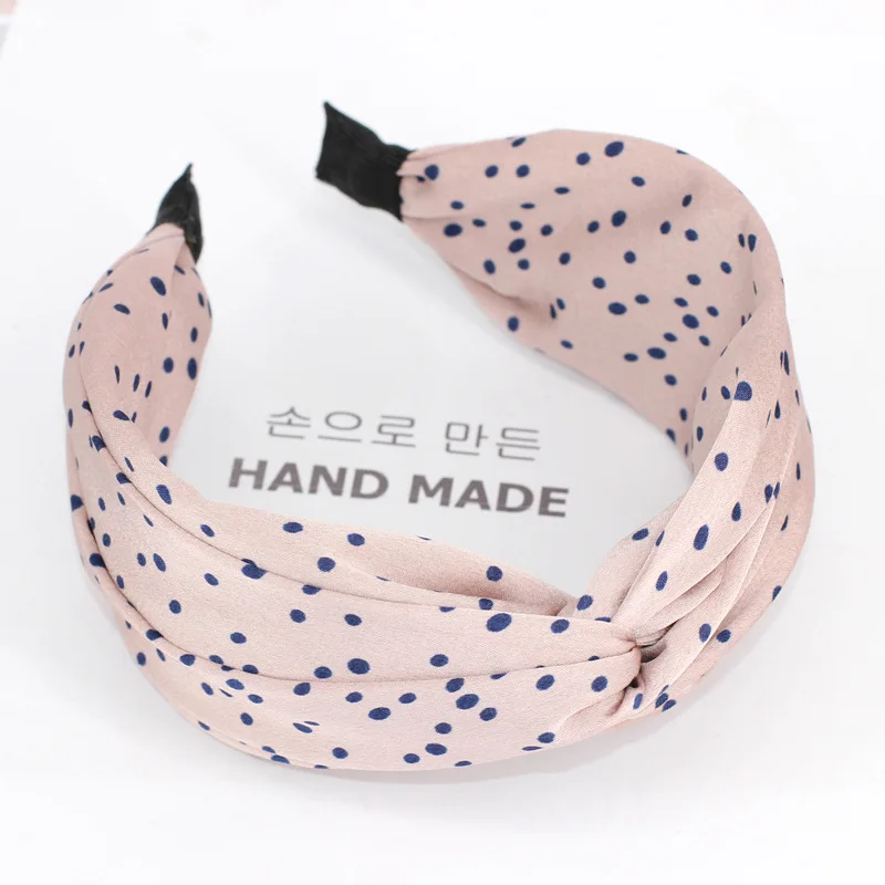 

Korean Hair Accessories New Casual Polka Dot Headband Cross Knotted Wide Edge Headband Fashion Woman Girl Hairpin Hairband