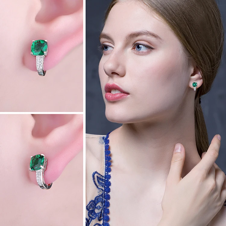 Jewelrypalace 8.7ct Изумрудное Кольцо Кулон Клипсы комплект ювелирных изделий стерлингового серебра 925 Красивые ювелирные изделия 45 см цепи коробки