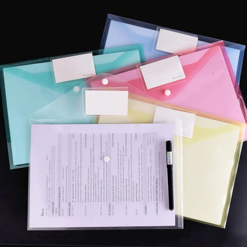 

10pcs Transparent PP File Folder Binder Waterproof File Holder Filing Envelope