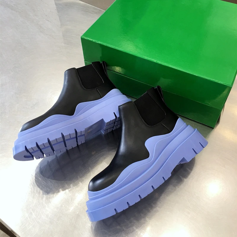 

black lady Chelsea Boots Women Ankle Boots Chunky Winter Shoes flat Platform Ankle Boots Heel Luxury Designers Brand