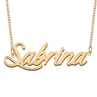 sabrina name necklace for women stainless steel jewelry 18k gold plated nameplate pendant femme mother girlfriend gift