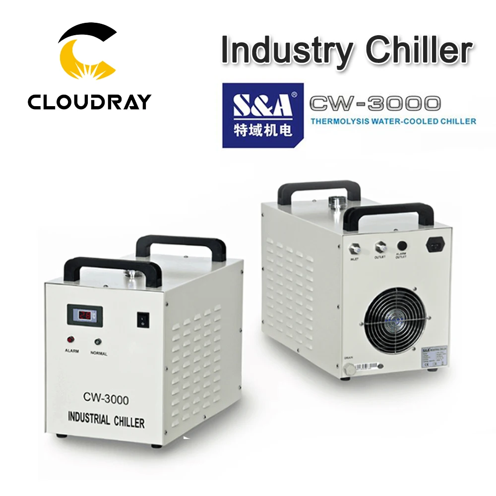 Cloudray S& A CW3000 промышленный охладитель воды для CO2 лазерной гравировки резки охлаждения 60 Вт 80 Вт лазерной трубки DG110V AG220V
