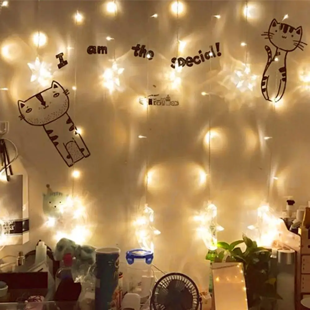 ЕС Plug 16 светодиодный s Star moon Shaped Сказочный струнный светильник с батарейками для