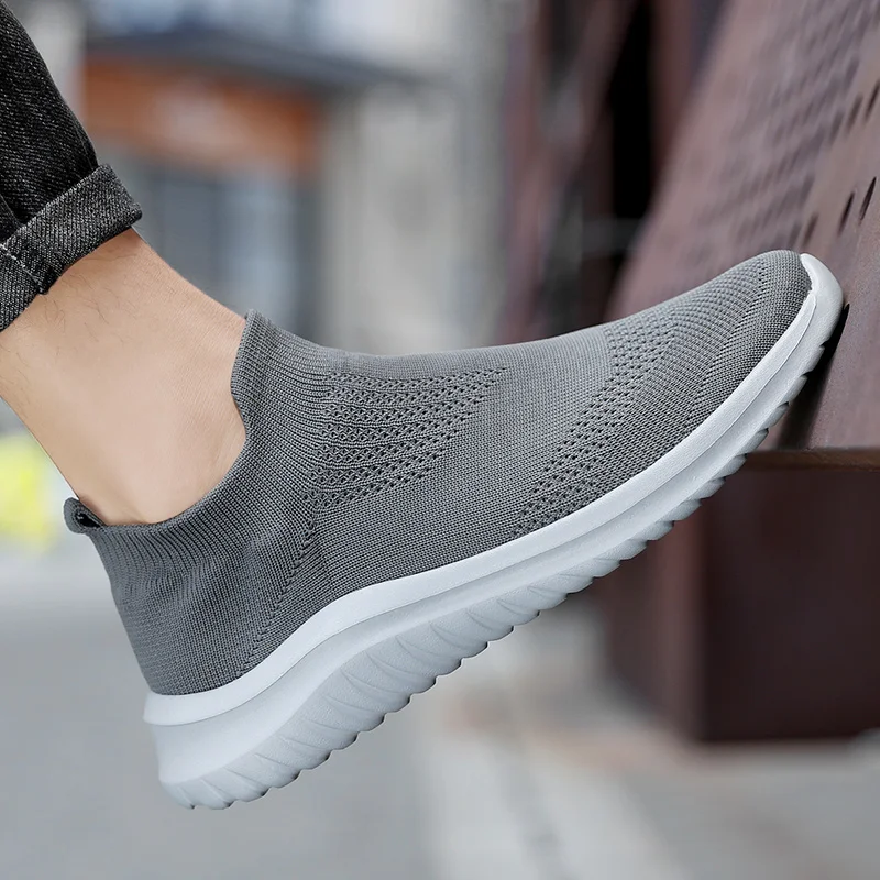 Light Men's Casual Sneakers Knit Mesh Comfortable Socks Shoes Comfortable Men's Casual Shoes Light Walking Sneakers Men Shoes