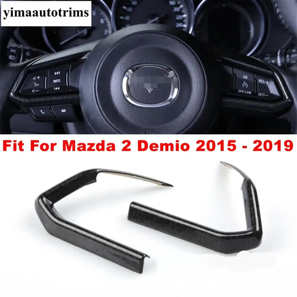 

Steering Wheel Button Decoration Cover Trim Fit For Mazda 2 Demio 2015 - 2019 Accessories Carbon Fiber Look Interior Refit Kit