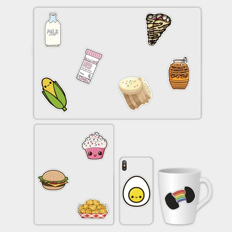 

100 pieces of unique food graffiti stickers waterproof luggage water cup decoration