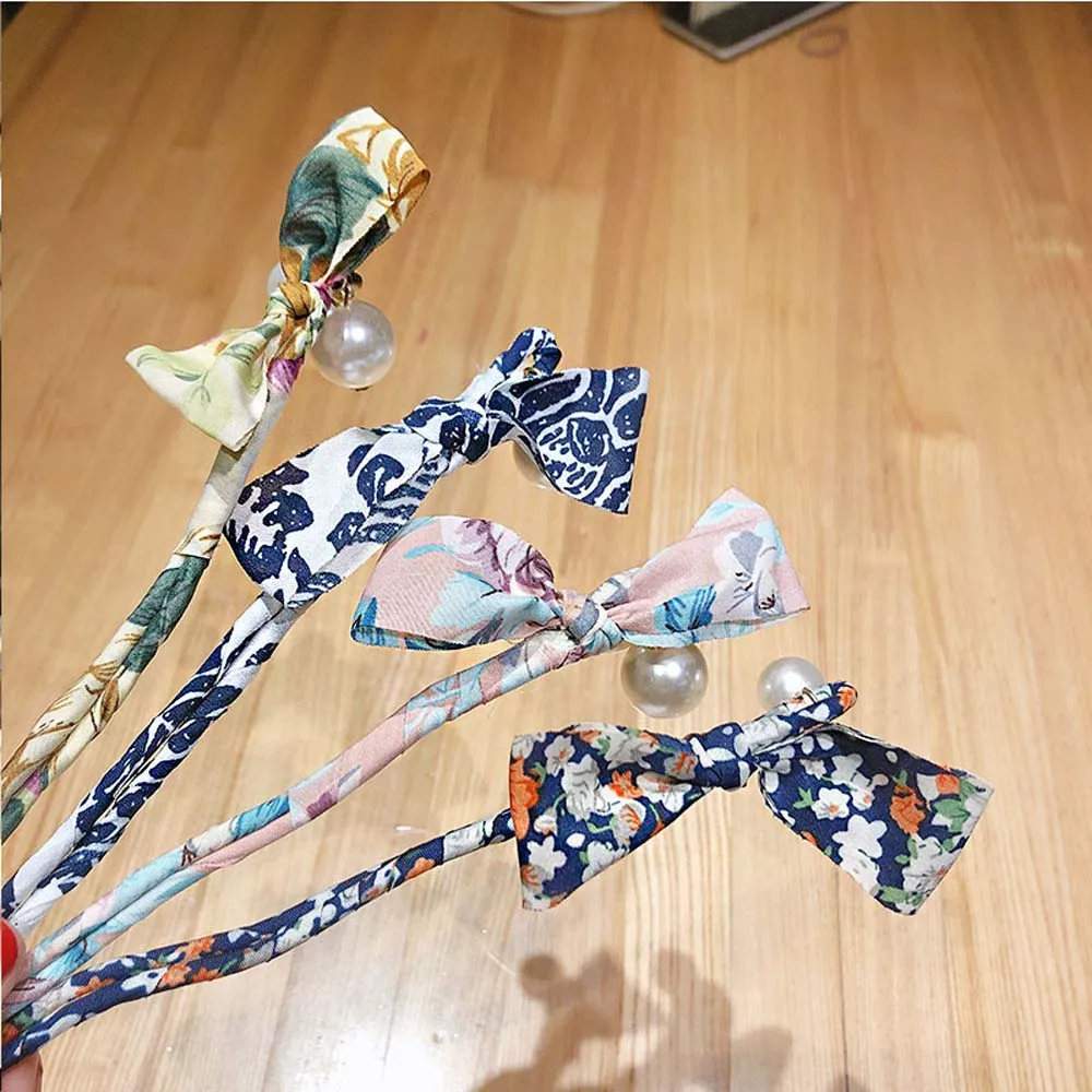 Женская повязка на голову элегантная с большим жемчугом и бантом в виде цветка |