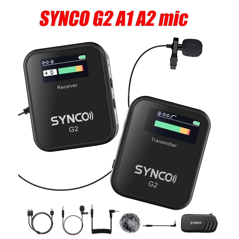

Беспроводной петличный микрофон SYNCO G2A1 G2A2 G2 A1 A2, микрофон для смартфона, ноутбука, DSLR, планшета, видеокамеры, записывающее устройство 150 м