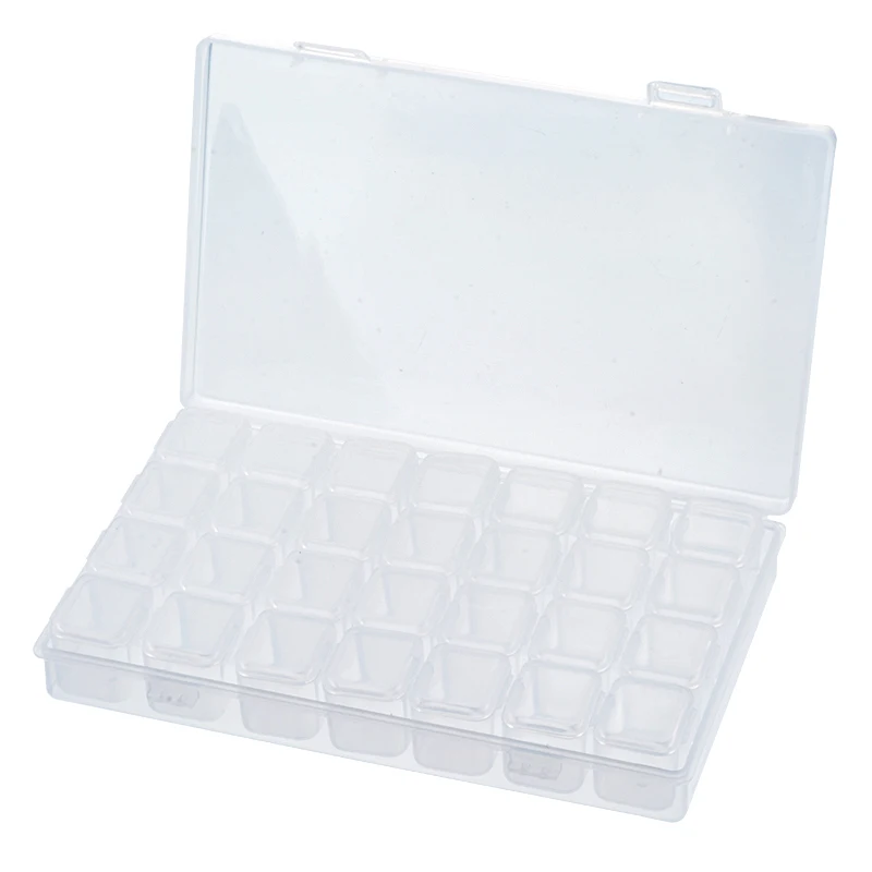 

28 прозрачной сетки Пластик ящик для хранения ювелирных изделий серьги украшение для ногтей держатель бусин Чехол организовать прозрачная ...