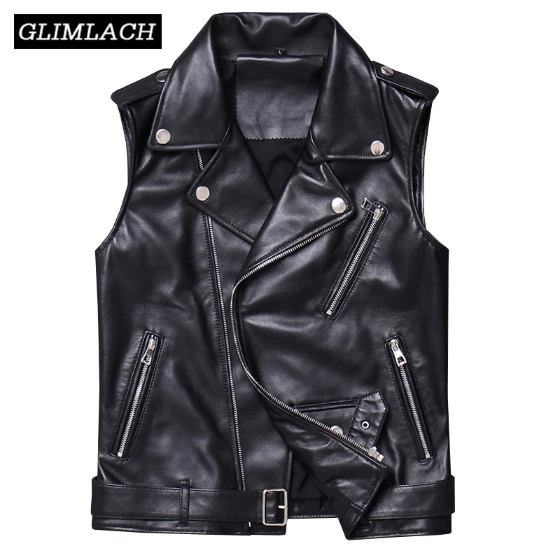 Жилет женский из натуральной овечьей кожи мотоциклетный короткий облегающий