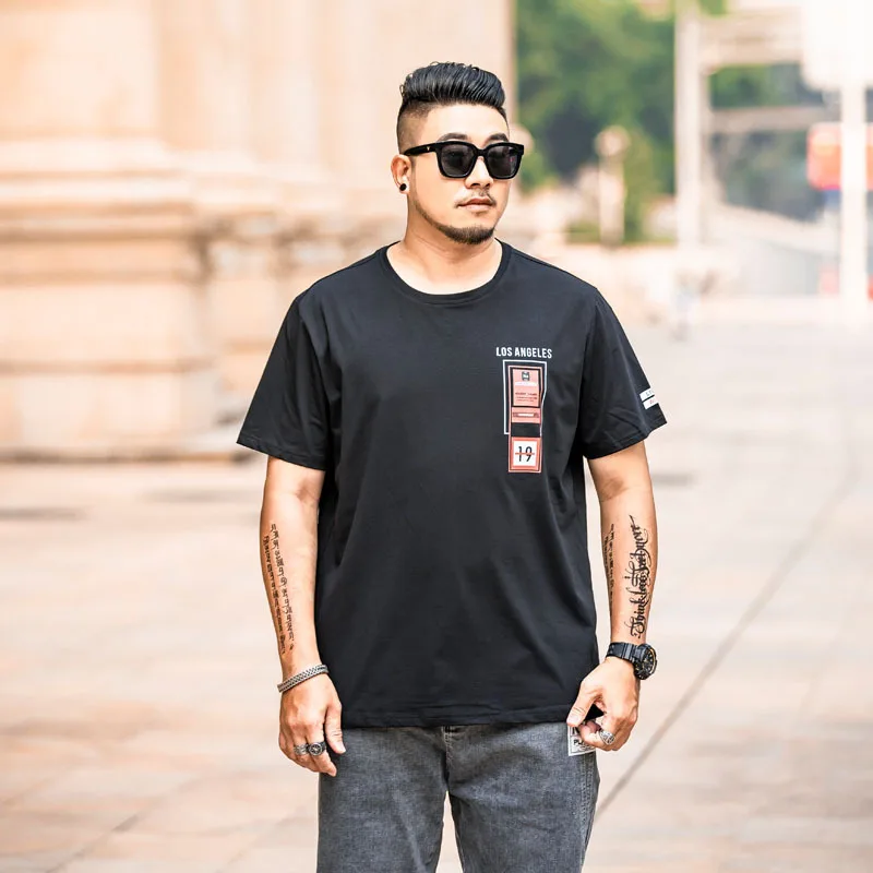 Футболка мужская большого размера T6103 с круглым вырезом и короткими рукавами