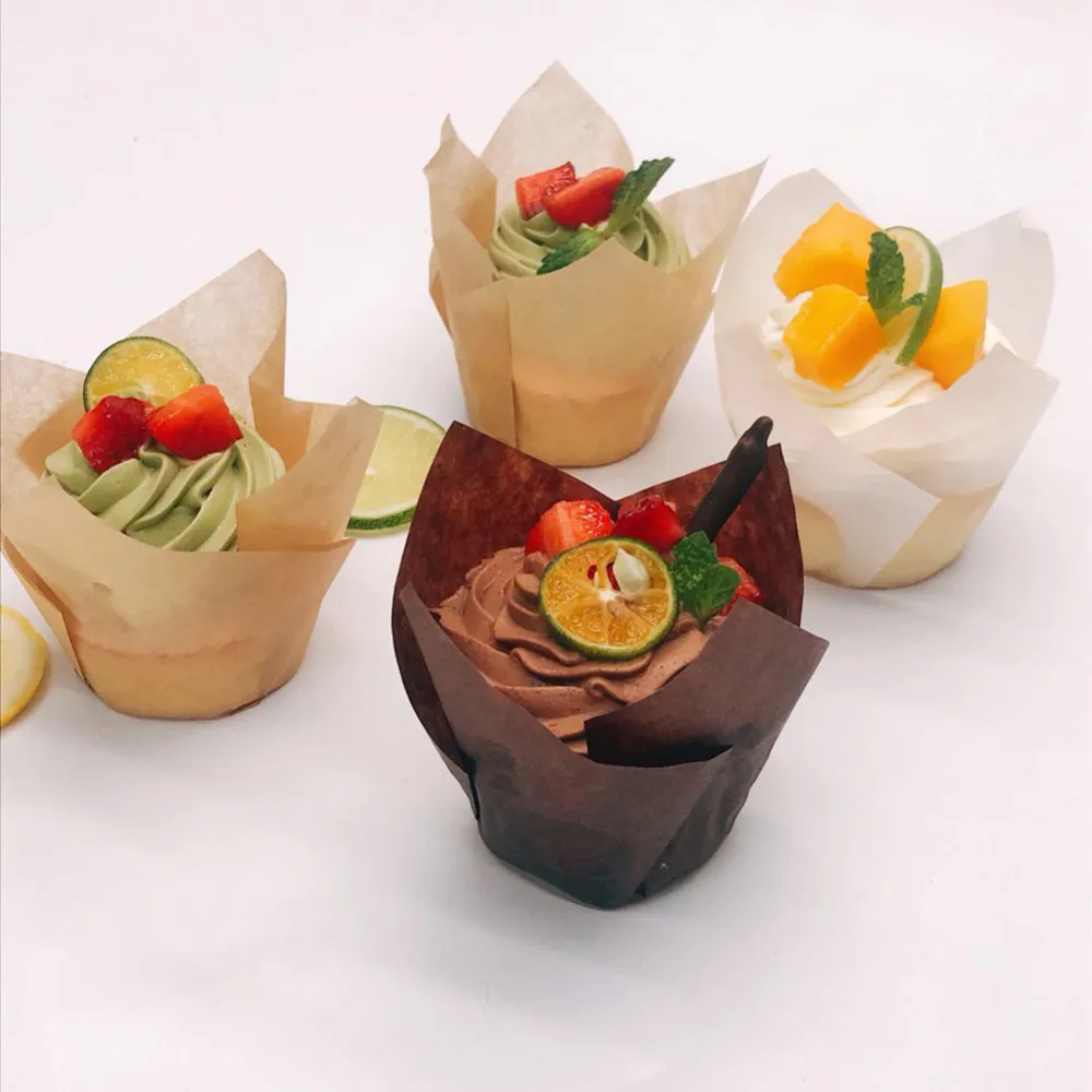 DIY тюльпаны для кексов бумажные чашки выпечки тортов обертки одноразовые