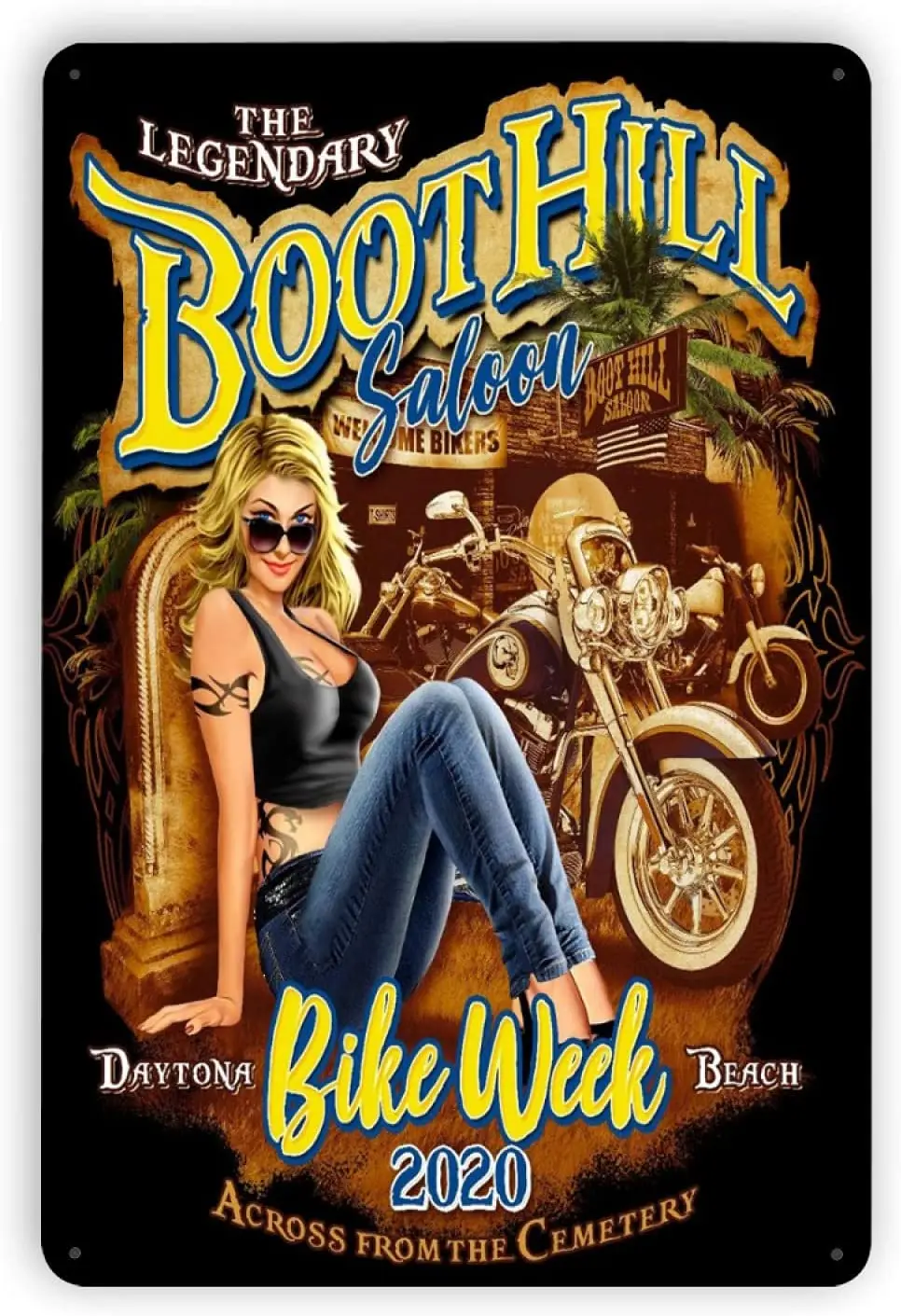 

kegill Bike Week Tin Metal Signs Wall Decor Fun Decoration for Home Kitchen Bar Room Garage Vintage Retro Poster Plaque Gift