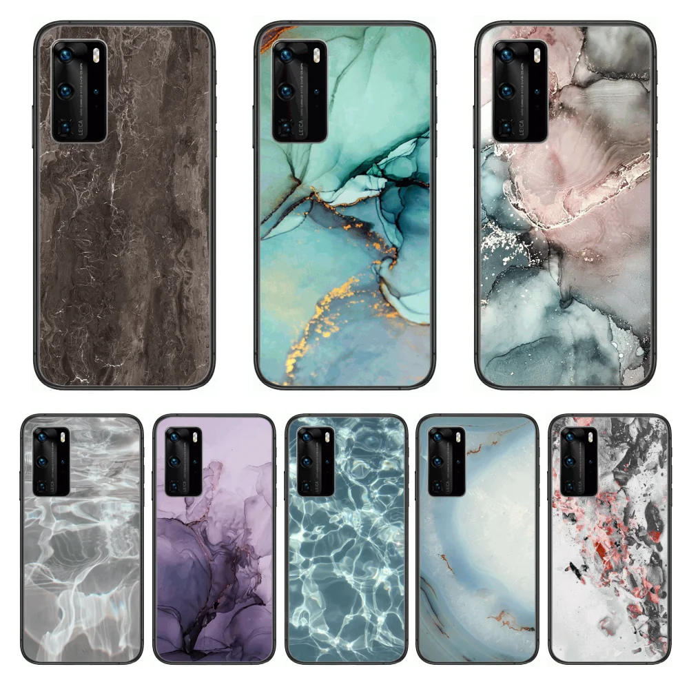 

marble Phone Case For Huawei P 40 30 20 10 Lite Smart Z Pro Black Etui Coque Painting Hoesjes comic fashion