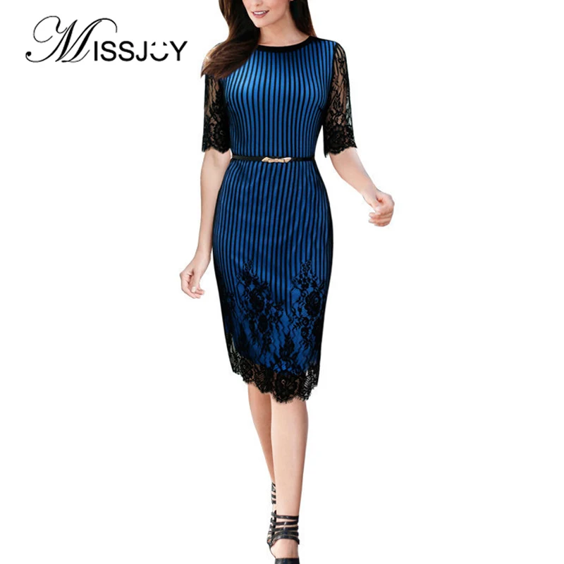 Сексуальные женские платья MISSJOY с круглым вырезом Весна 2020 полосатые кружевные