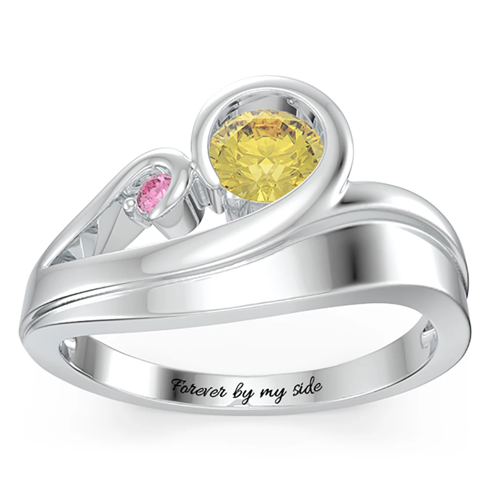 

Sweey Wholesale Personalized Elegant Swirling Promise Ring with Birthstone Customize Engraved Birthstone Ring for Women