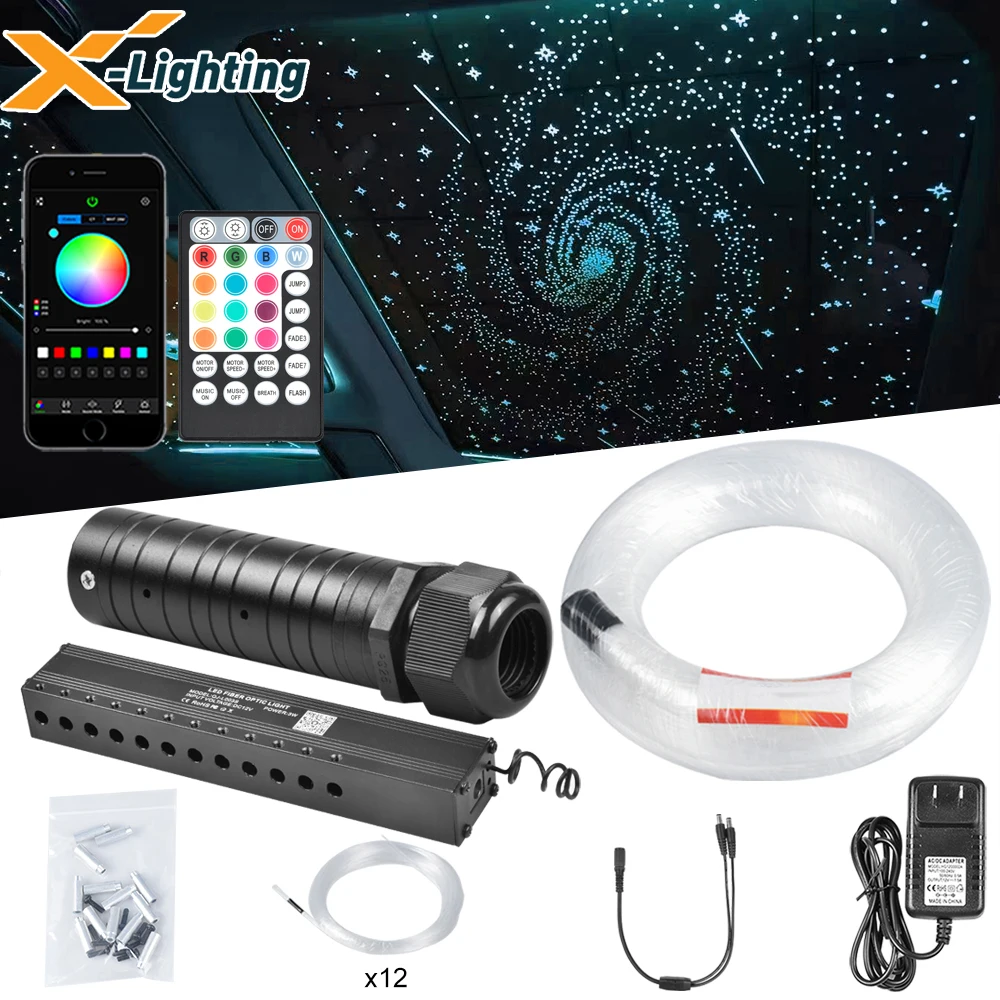 6W RGBW Car Roof Starry Sky Lights Kit And Fiber Optical Cable 150-300pcs Optional With Shooting Meteor Effect
