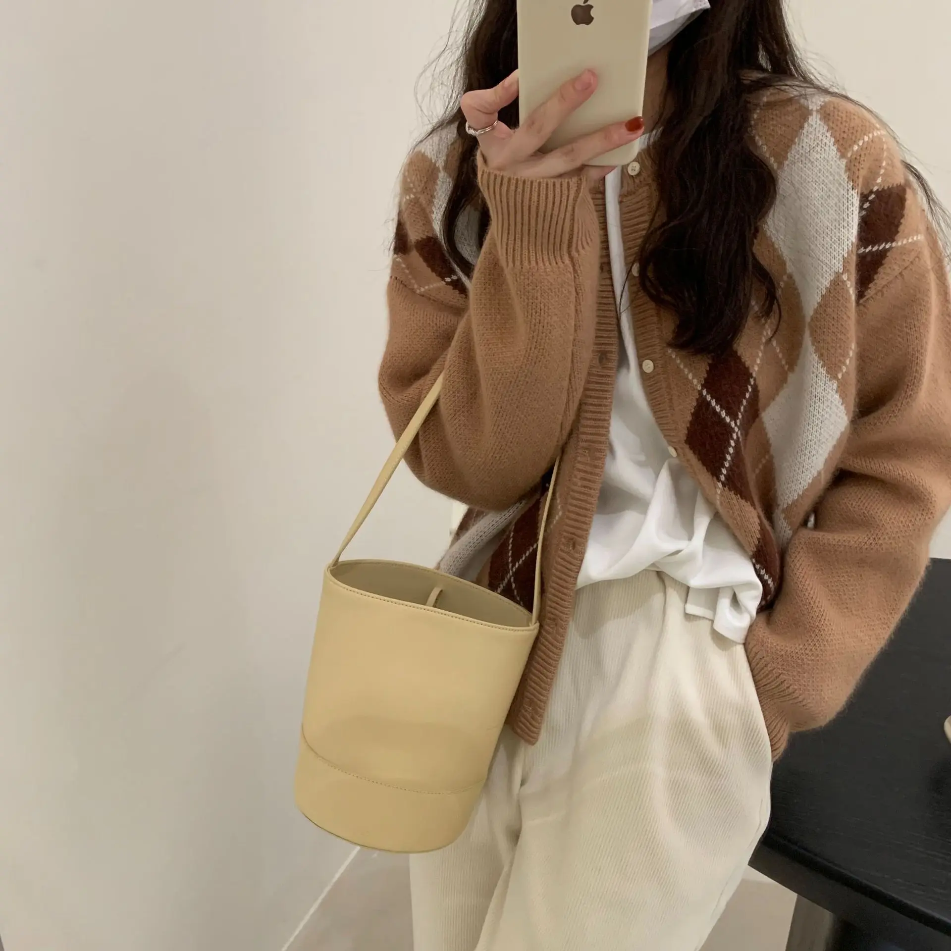 

Hsa Sueter Mujer 2021 Sweater Cardigans Women Argyle Slim Cute Sweater Harajuku Casual Spring Knit Jacket cardigan feminino