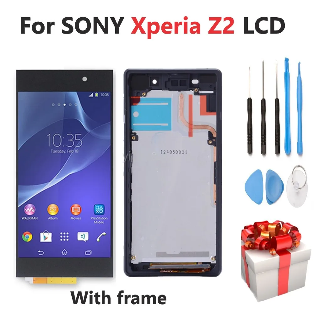 ЖК дисплей с рамкой для SONY Xperia Z2 D6502 D6503 D6543 сенсорный экран дигитайзером в сборе