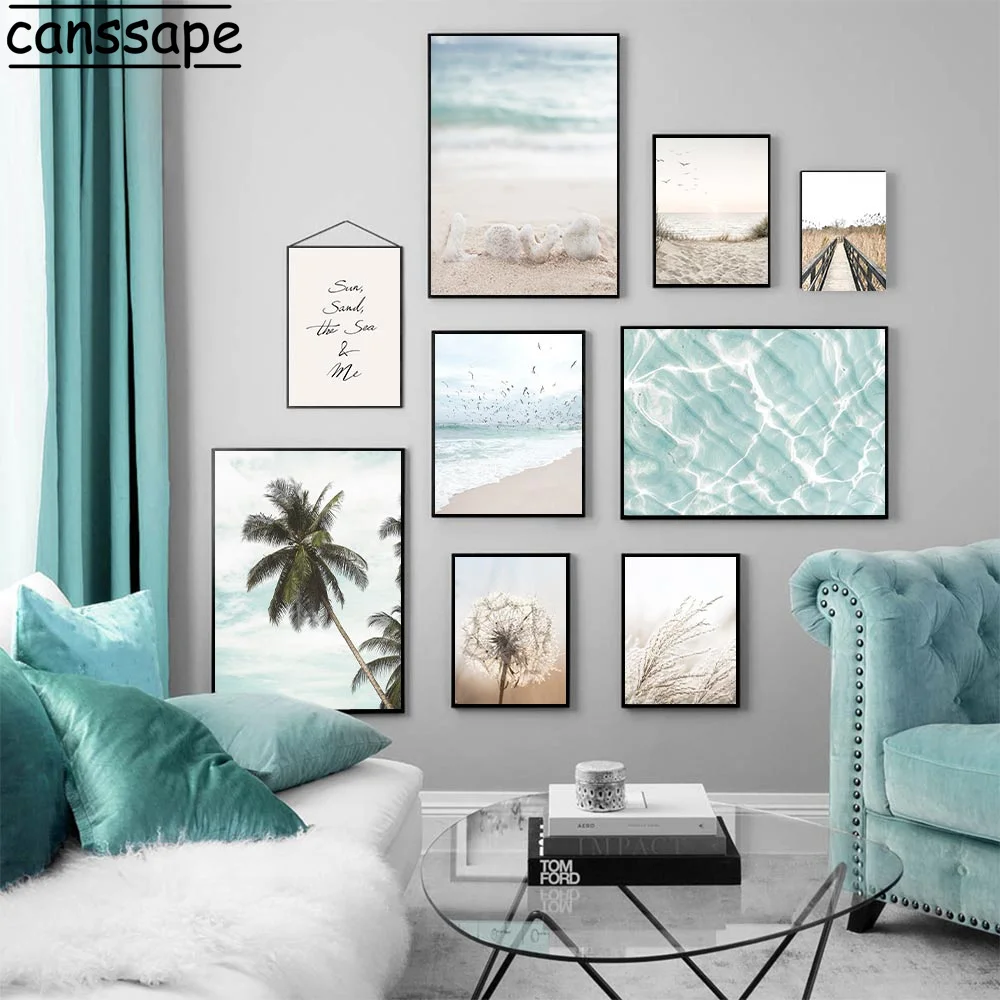 

Scandinavian Canvas Painting Beach Bird Landscape Print Dandelion Poster Palm Tree Prints Nordic Wall Pictures Living Room Decor