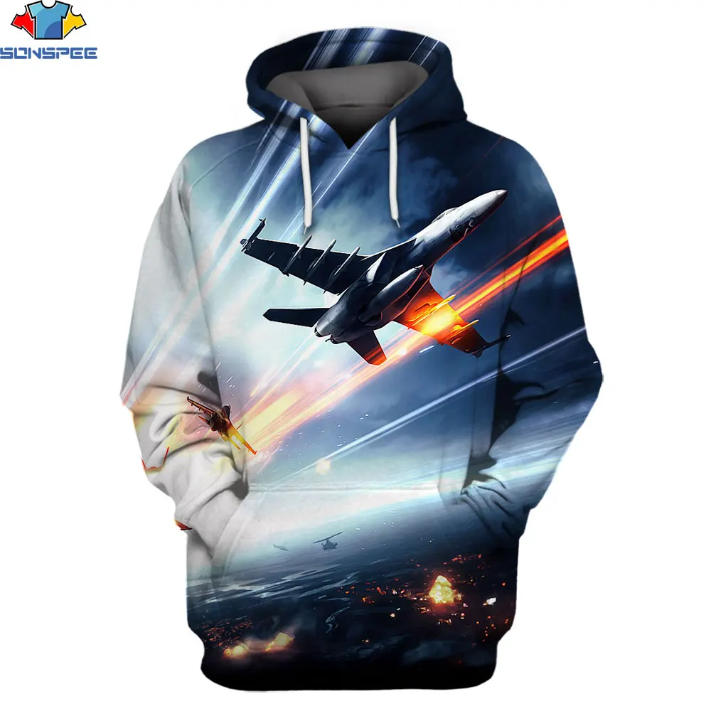 

SONSPEE Cool Military Fighter Autumn And Winter Hoodie 3D Print Costume Long Sleeve Streetwear Tracksuit Women Men Pullover Tops