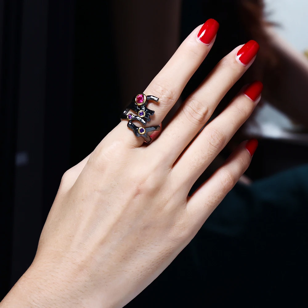 Оригинальные украшения Анель Оптовая Bijoux AAA красный и фиолетовый кристалл Камни
