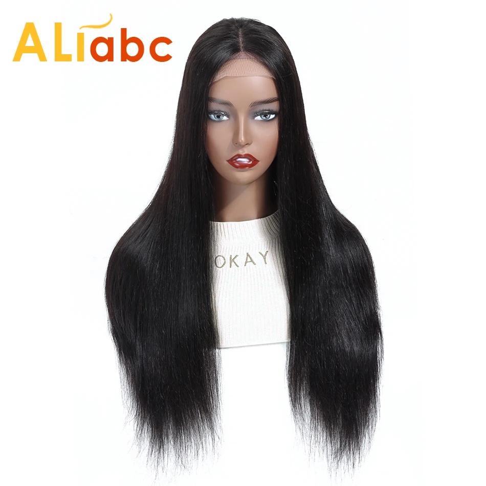 Aliabc, 4*4, парики на шнурке, бразильские прямые человеческие волосы, парики для женщин, не Реми, парики на шнурке, 150 плотность, средний коэффициент