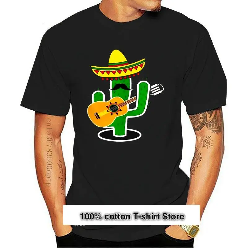 

Camiseta de Cactus de Mariachi para hombre, Sombrero de guitarra mexicana, bigote, regalo, camiseta estampada