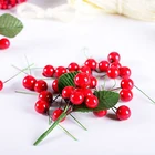 Искусственные тычинки 100 шт., цветов, красные, золотые, серебряные ягоды, вишня, искусственная гладкая фотография для свадебного, Рождественского украшения