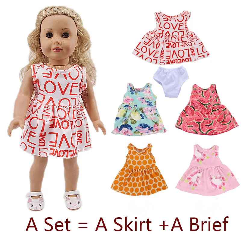 Кукольная пижама из хлопка 2 шт./компл. = юбка + шорты размер 18 дюймов американский