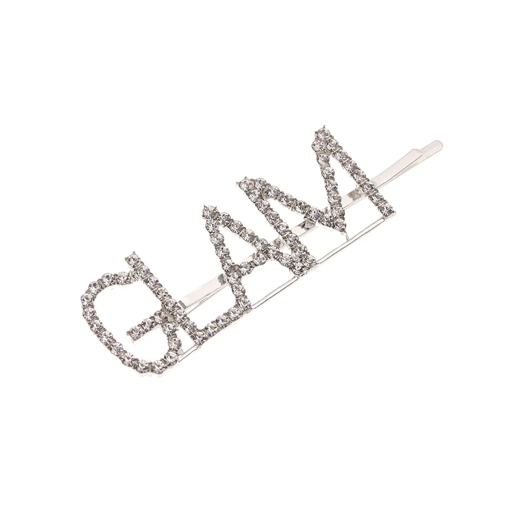 GLAM (Silver) 1 шт. Модный Блестящий кристалл шпильки со стразами GLAM/DRIPPIN буквы заколки для волос заколка аксессуары для укладки волос для женщин девочек - Цвет: GLAM (Silver)