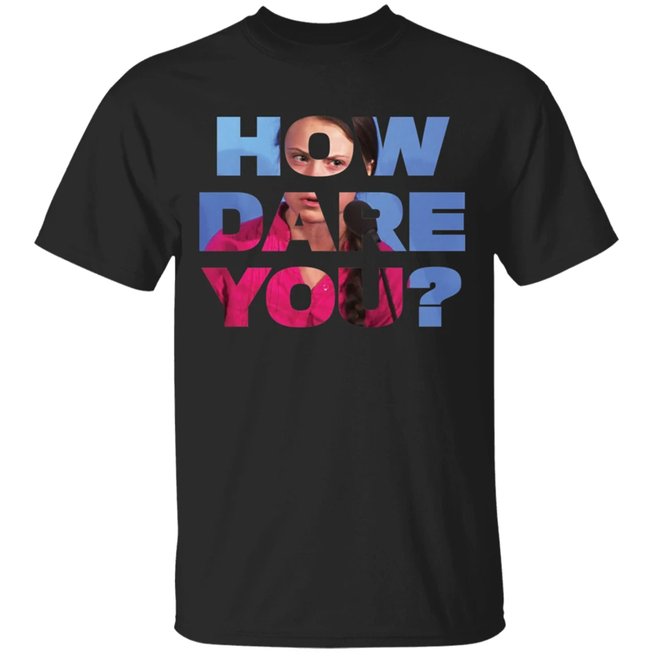 How Dare You Greta Thunberg Tri-Blend Футболка черно-темно-синяя для мужчин-женщин Летняя