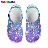 noisydesigns summer shoes sandals cartoon nurse printing gradient womens holes sandals hollow shoes fashion beach slippers 2021