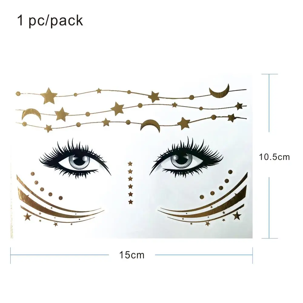 Металлическая Золотая Цыганская звезда модель FT0033 наклейка для татуировки