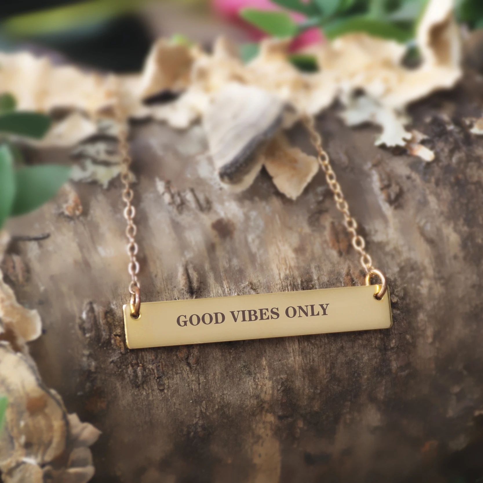 GOOD VIBES ONLY вдохновляющие буквы резные горизонтальные Ожерелье Подвеска золотая