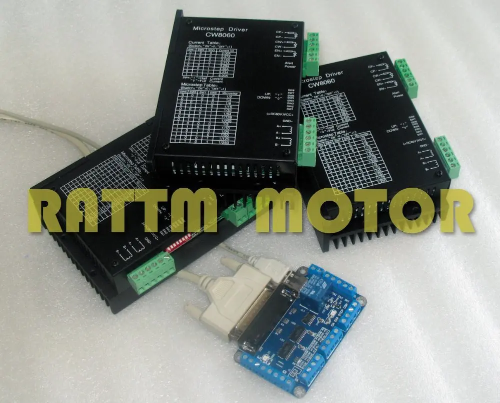 3 шт. CW8060 NEMA23/NEMA34 Драйвер шагового двигателя 80VDC/6A /256 Microstep & 5 оси коммутационная