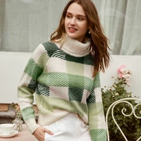 spring and autumn turtleneck knitted sweater casual fashion pullover y2k sweater mint green top elegant cute freedom woman tops