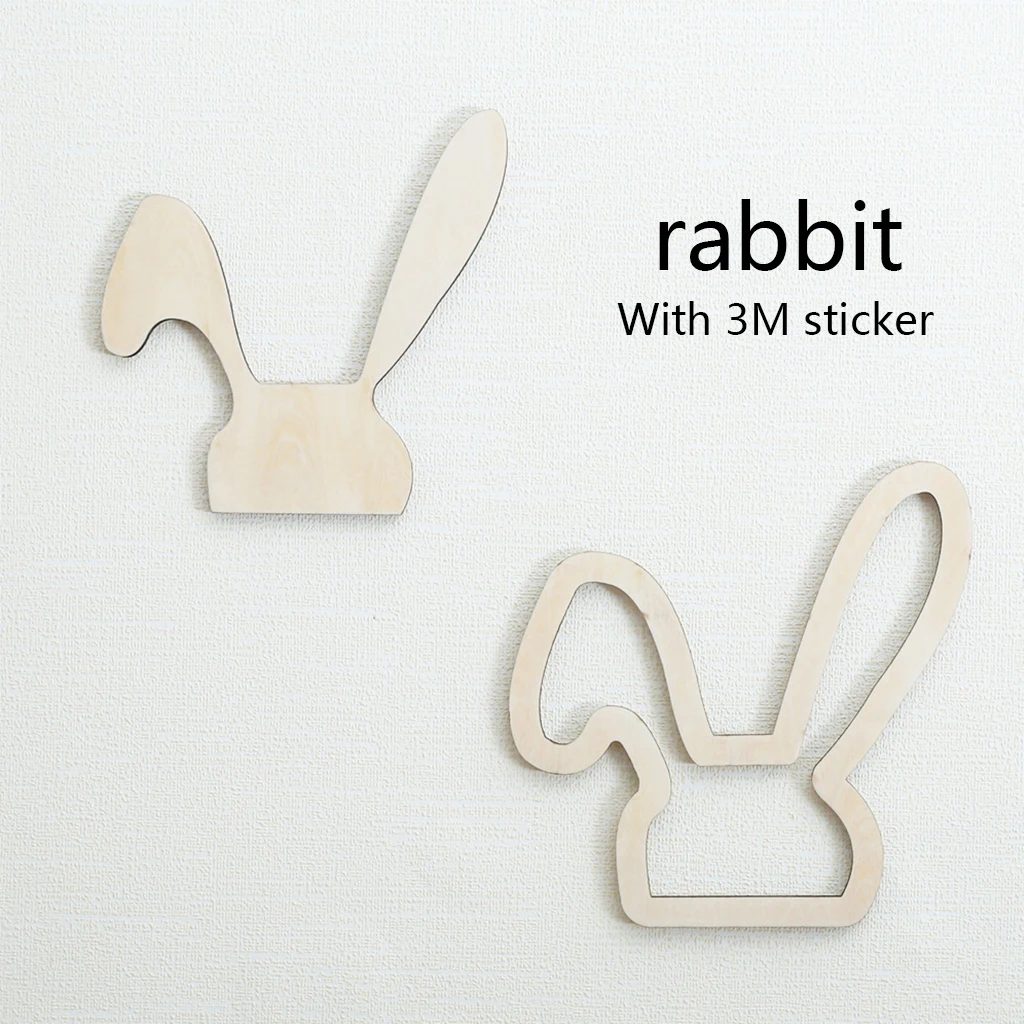 rabbit Современный нордический стиль деревянные украшения Луна Кролик Наклейка Настенная «облака» Детская комната украшения фотографии реквизит ремесла подарок - Цвет: rabbit