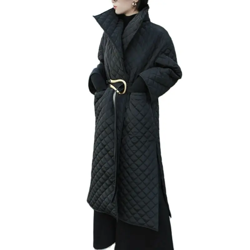 2021 модная женская длинная парка однотонная черная элегантная куртка Женское
