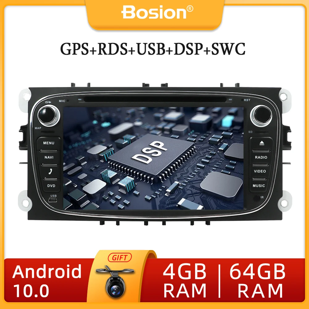 $169.85 2 Din Car Stereo Radio Multimedia Player DVD Android 10.0 For Ford Focus S-Max Mondeo Galaxy C-Max Kuga GPS RDS Auto Carplay+DSP