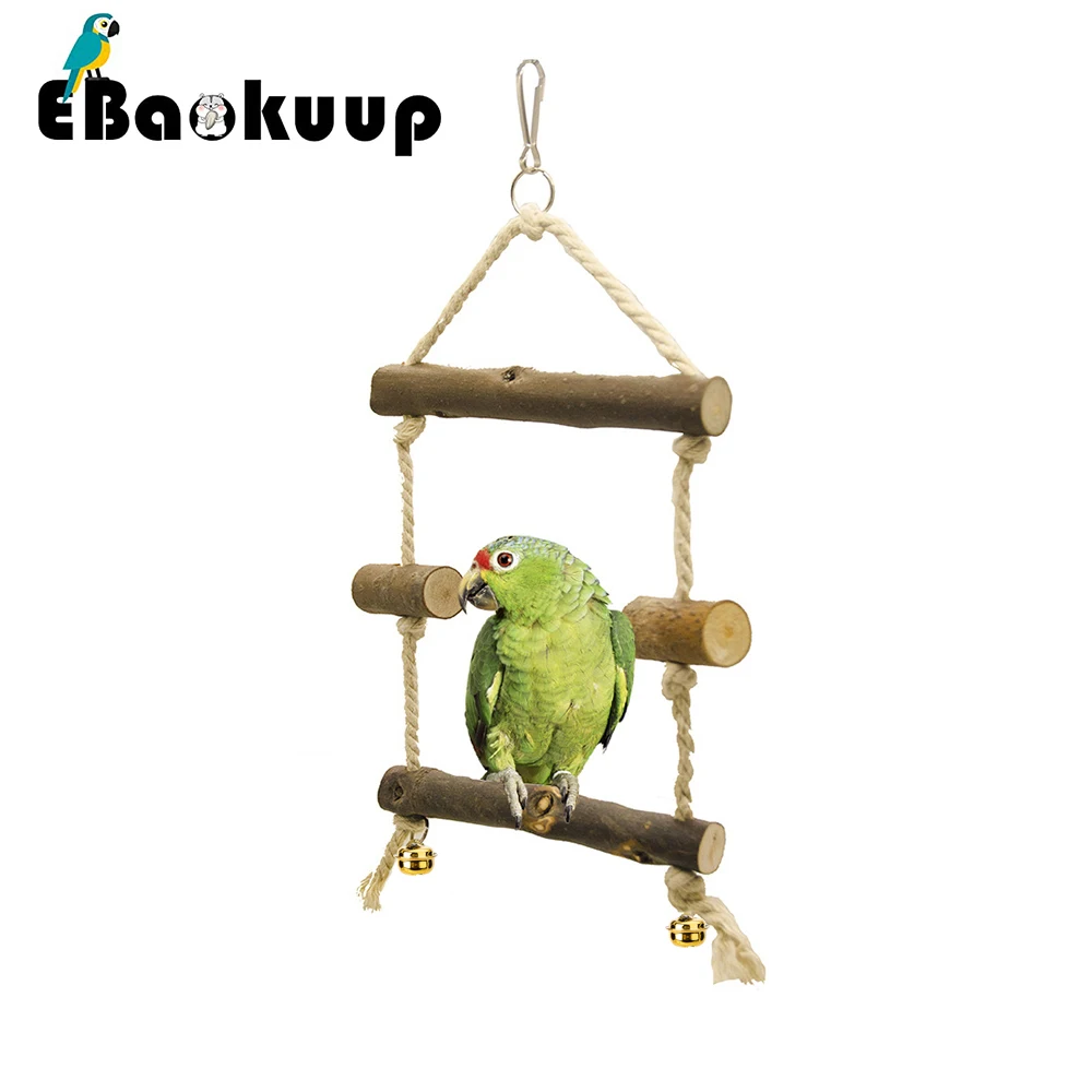 

Ebaokuup Parrot Log Swing Toy Cotton Rope Wood Ladder Pet Supplies Bird Standing And Playing Toys For Cockatiels,Lovebirds