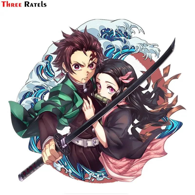 

3d-плакат для ноутбука Three Ratels FC473, рассекающий демонов, киметсу, No Yaiba Tanjiro Kamado, мультяшная наклейка для ноутбука