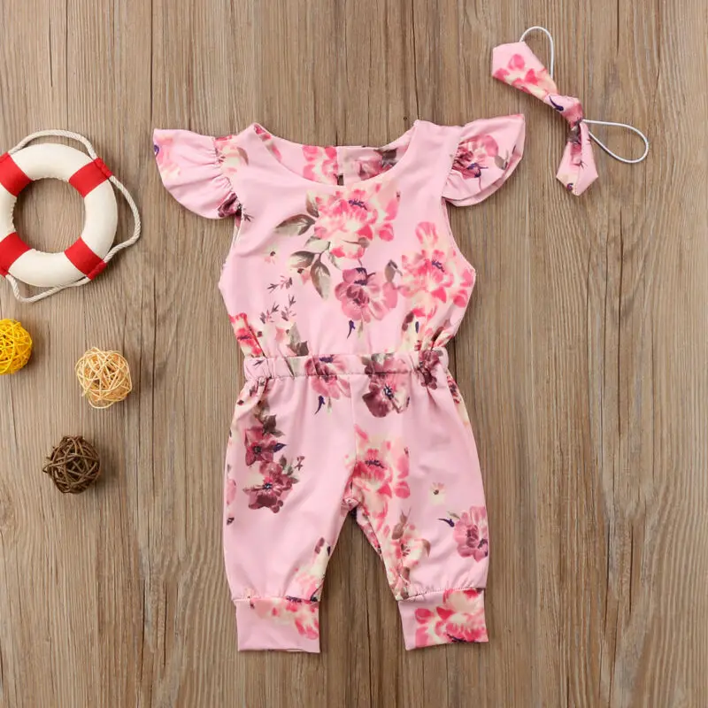 

Us Summer Newborn Baby Girls Floral Romper Bodysuit Jumpsuit Clothes Outfit Set