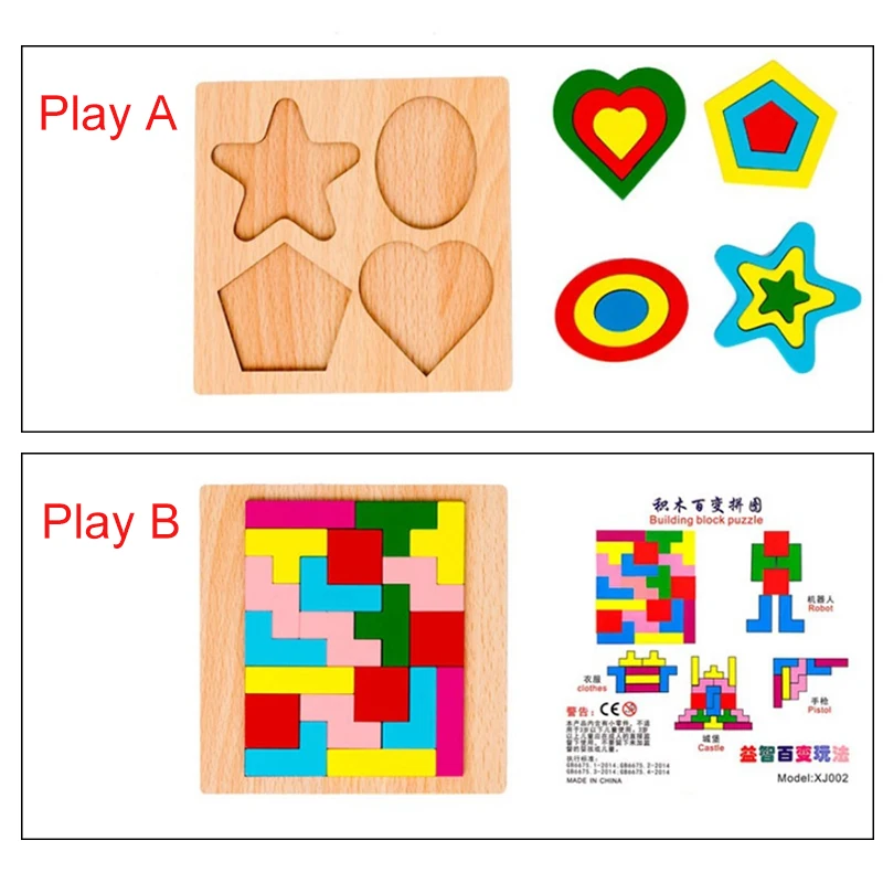 Деревянная головоломка Tangram геометрической формы для обучения детям мышлению