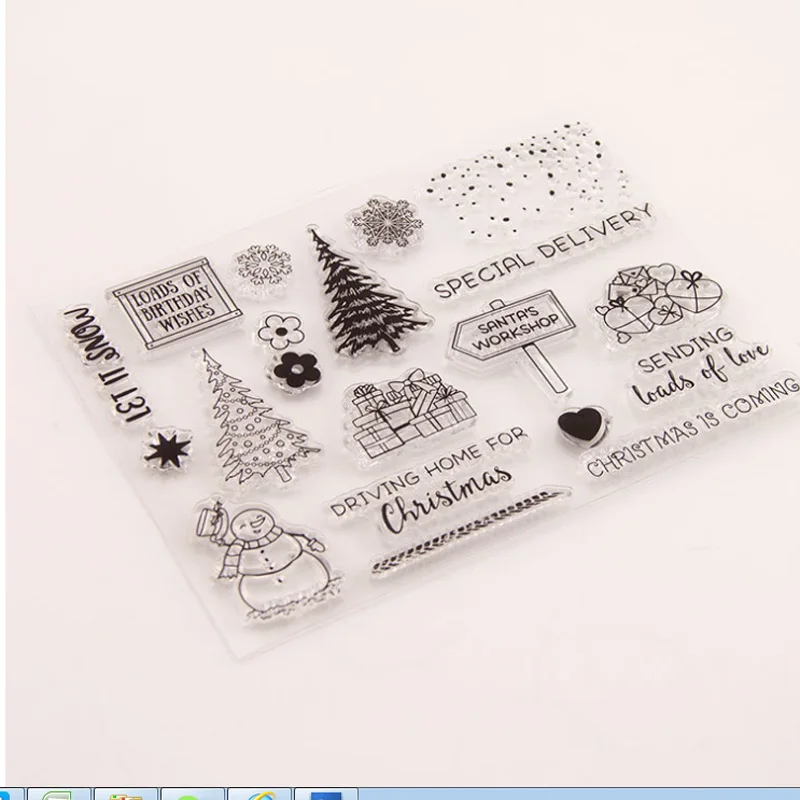 Рождественский прозрачный штамп для поздравительных открыток Скрапбукинг |