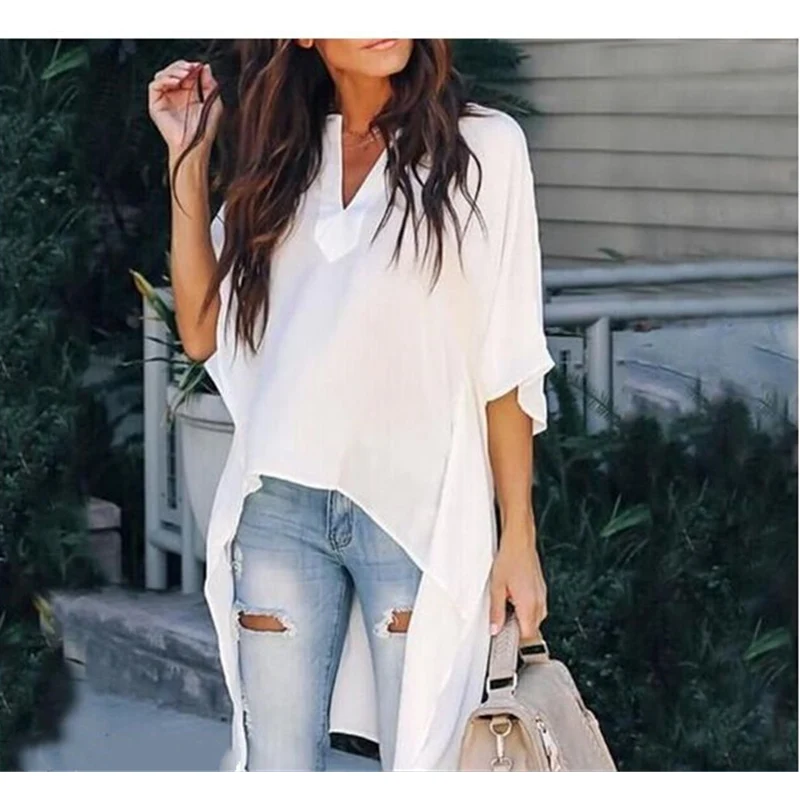 Женская футболка с коротким рукавом V-образным вырезом | одежда