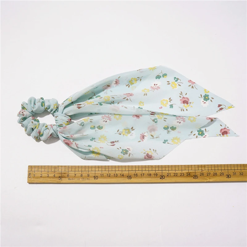 

Floral Print Scrunchies Women Streamers Rubber Band DIY Bow Hair Ties Korean Elastic Hair Bands Ponytail Holder Hair Accessories