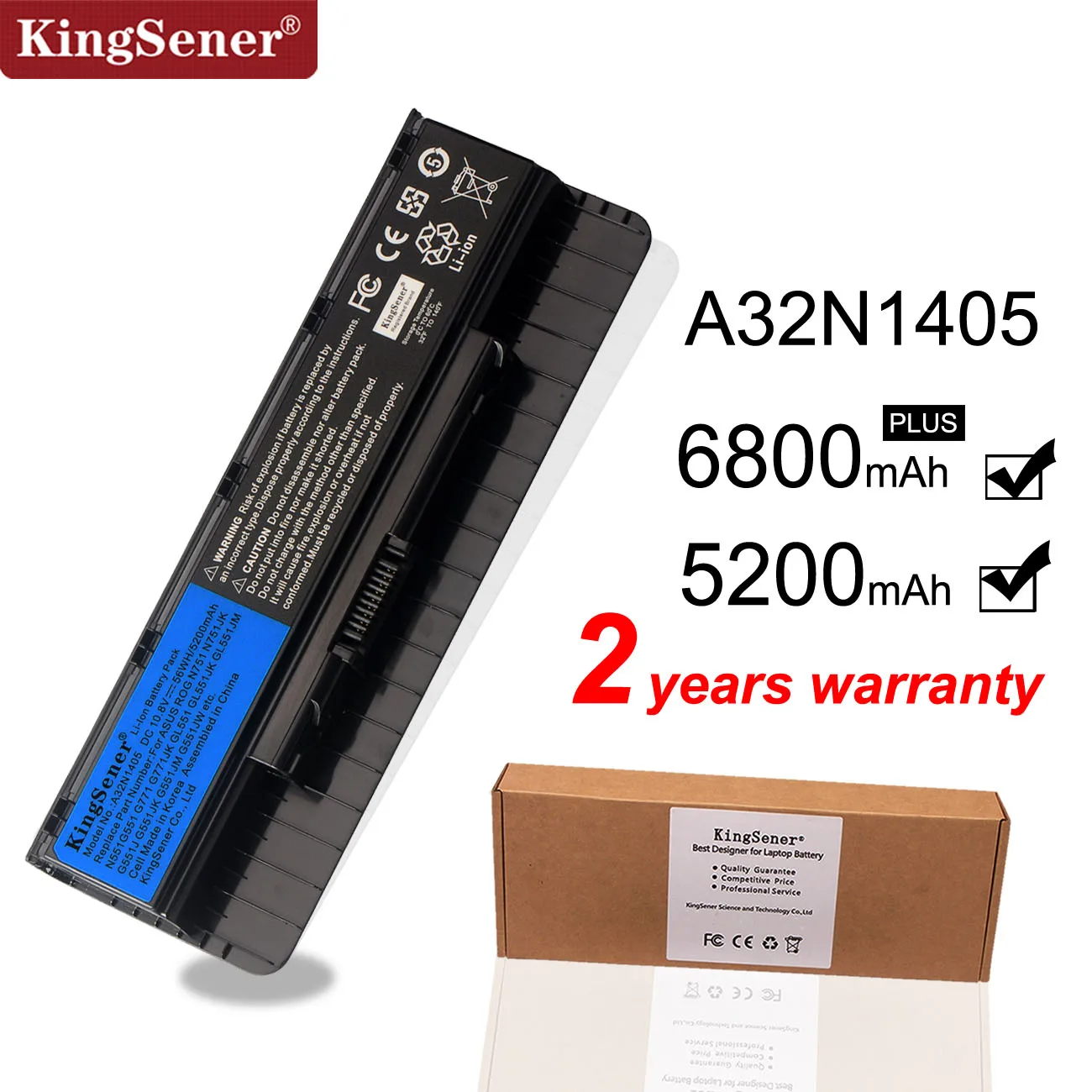 Kingsener A32N1405 Аккумулятор для ноутбука ASUS ROG N551 N751 N751JK G551 G771 G771JK GL551 GL551JK GL551JM G551J G551JK G551M G551JW